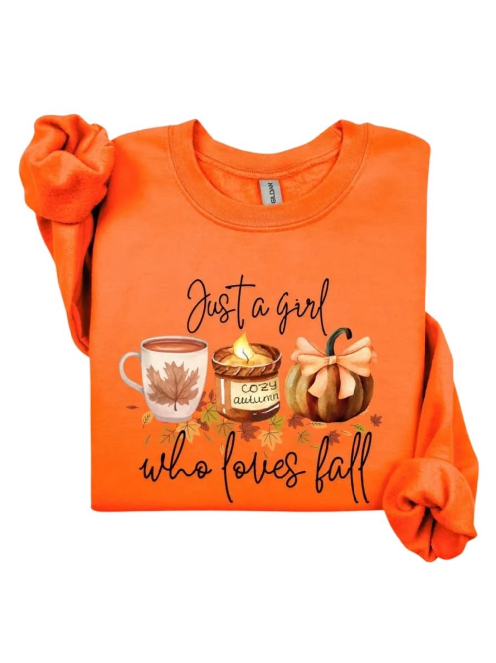 Orange Sweatshirt "Just a Girl Who Loves Fall"